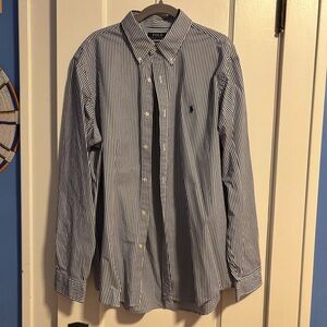 Polo by Ralph Lauren Men's Navy and White Striped Shirt